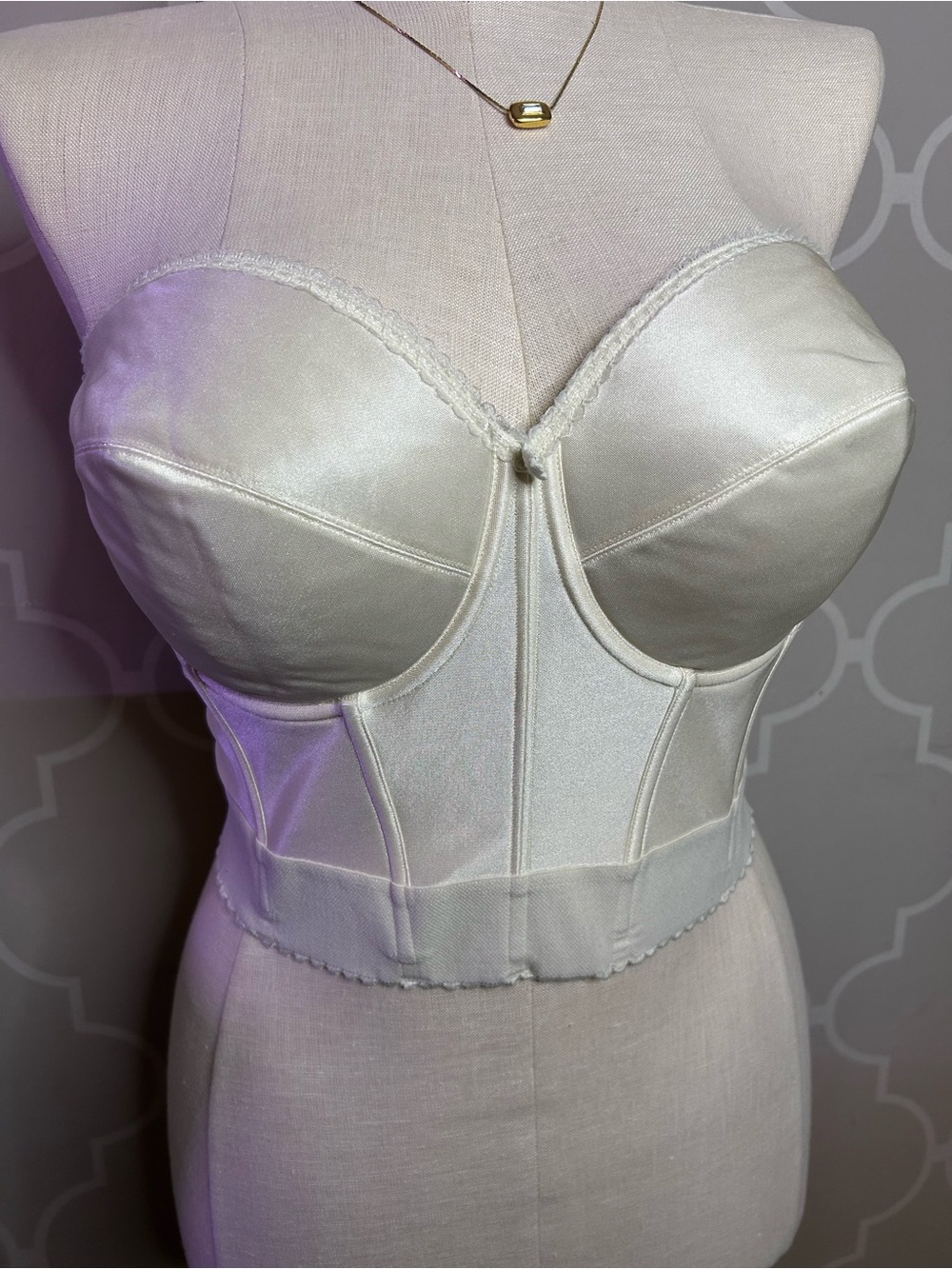 Dominique Ivory Satin Longline Strapless Bustier